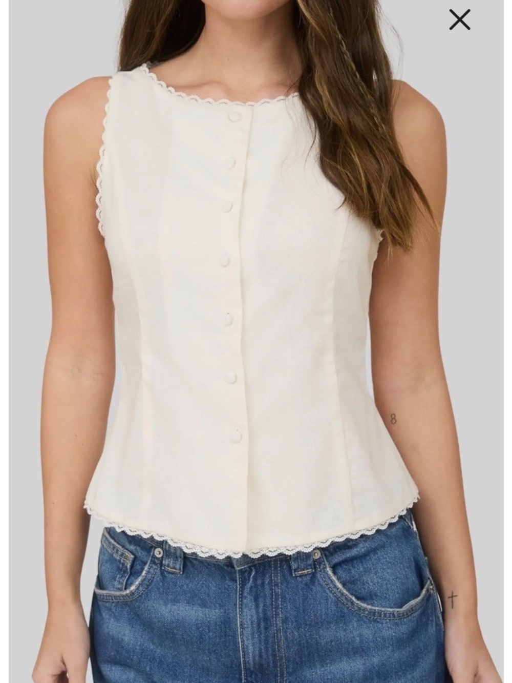 Lace Trim Button Down Blouse